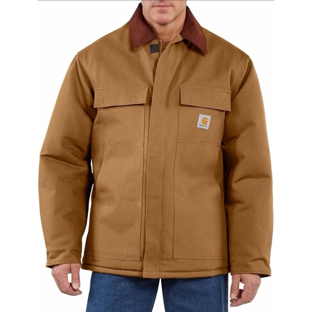 Carhartt Loose Fit‎ Arctic Quilt Lined Duck Canvas Coat Jacket Brown Mens Sz 3XL